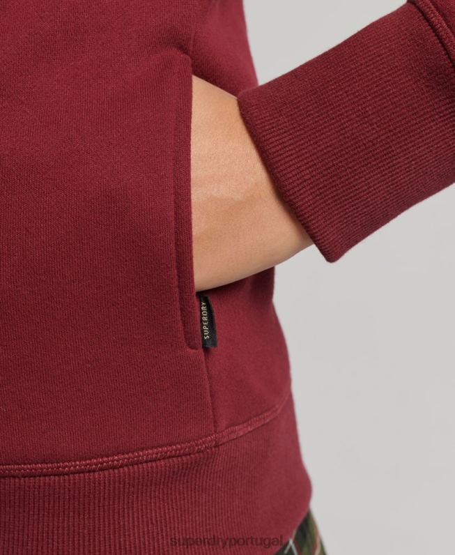 moletom luxuoso com zíper e logo bordado mulheres vermelho roupas Superdry 2208H6023