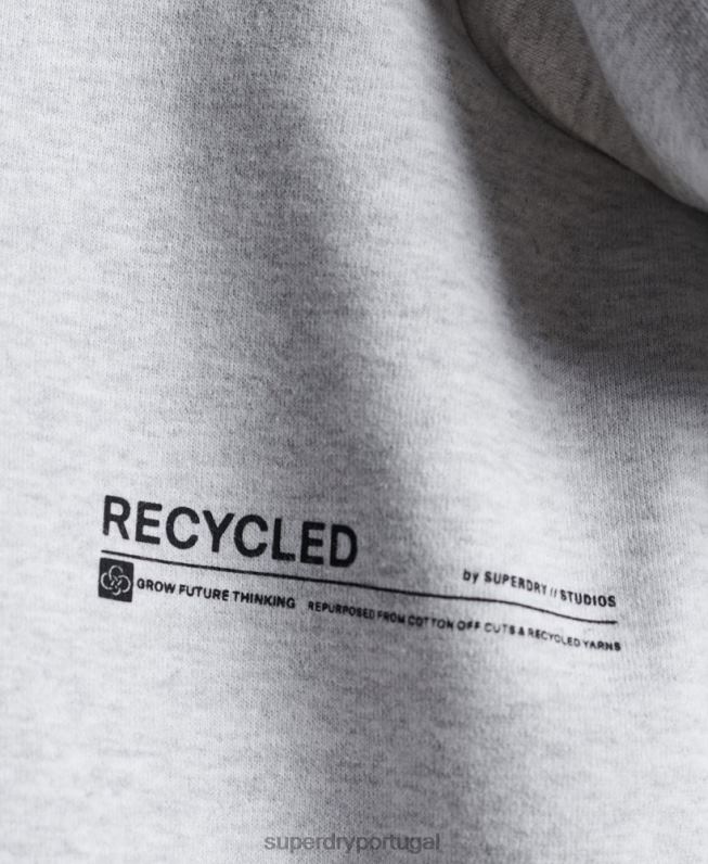 moletom micro mid crew reciclado mulheres cinza claro roupas Superdry 2208H6062