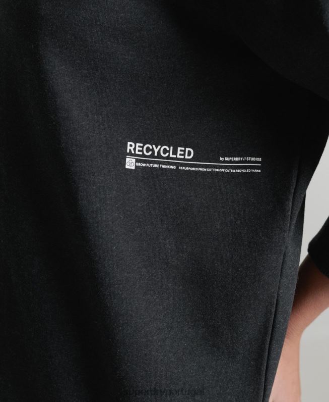 moletom micro mid crew reciclado mulheres preto roupas Superdry 2208H5972