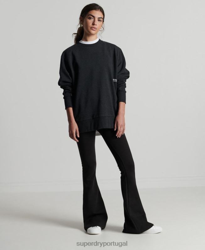 moletom micro mid crew reciclado mulheres preto roupas Superdry 2208H5972