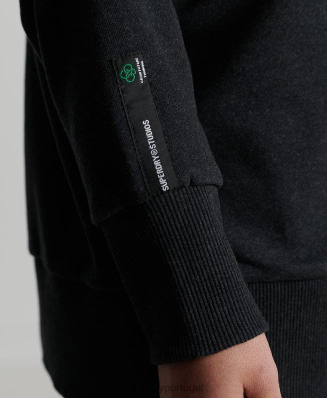 moletom micro mid crew reciclado mulheres preto roupas Superdry 2208H5972