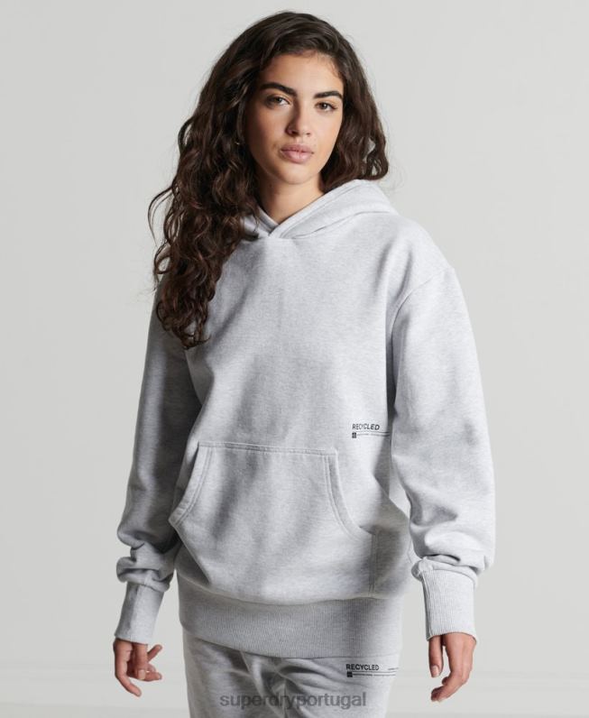 moletom micro mid reciclado mulheres cinza claro roupas Superdry 2208H5834