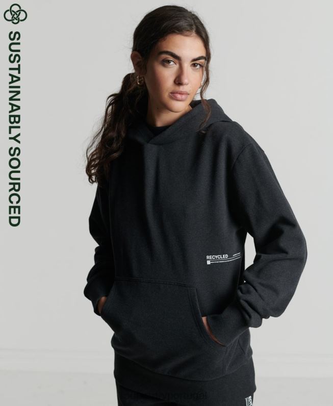 moletom micro mid reciclado mulheres preto roupas Superdry 2208H5973