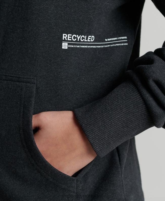 moletom micro mid reciclado mulheres preto roupas Superdry 2208H5973