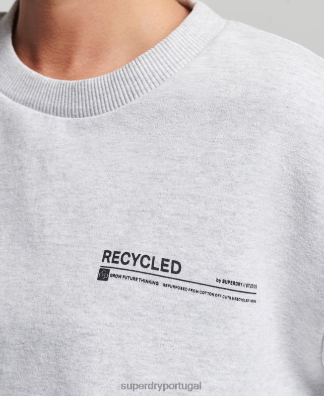 moletom micro top top reciclado mulheres cinza claro roupas Superdry 2208H5901