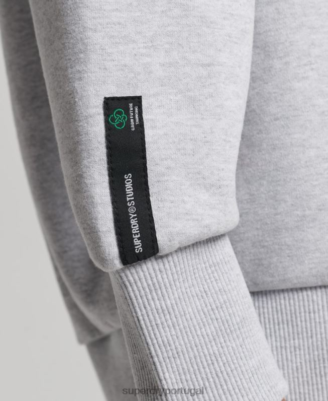 moletom micro top top reciclado mulheres cinza claro roupas Superdry 2208H5901