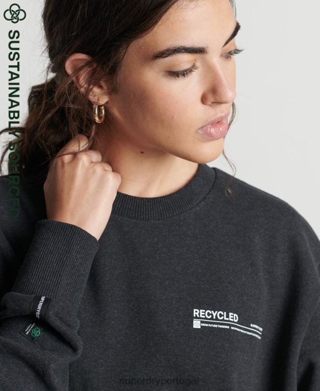 moletom micro top top reciclado mulheres preto roupas Superdry 2208H5970