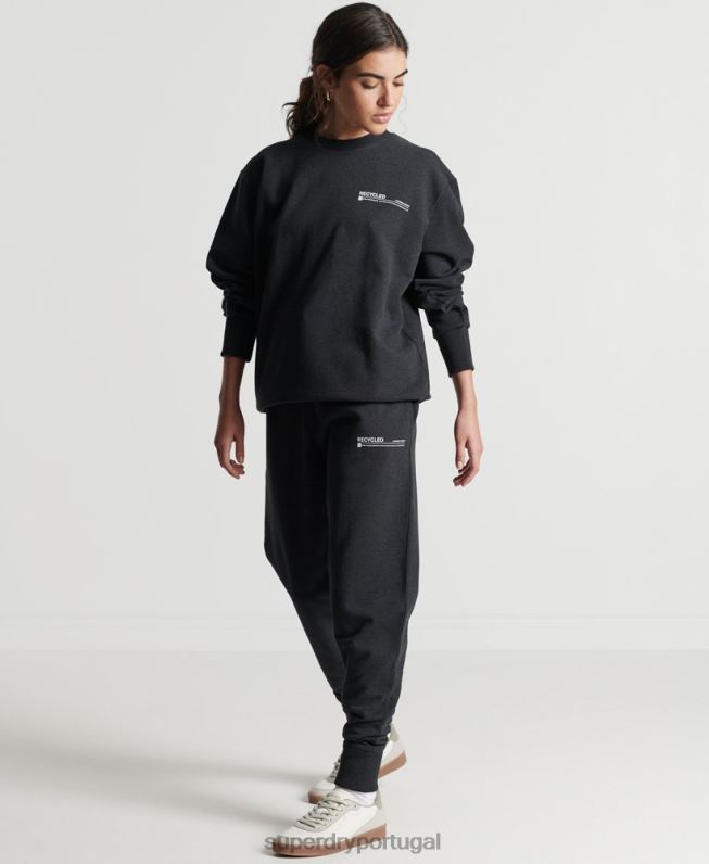 moletom micro top top reciclado mulheres preto roupas Superdry 2208H5970