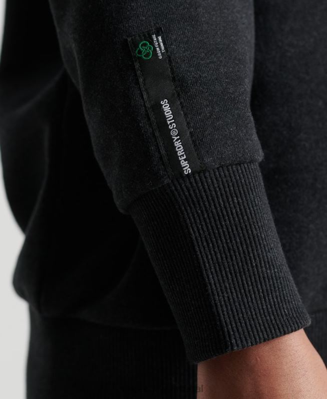 moletom micro top top reciclado mulheres preto roupas Superdry 2208H5970