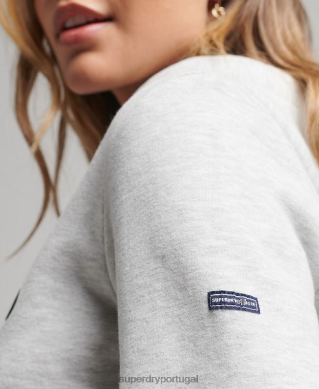 moletom nostálgico vintage cooper mulheres cinza claro roupas Superdry 2208H5770