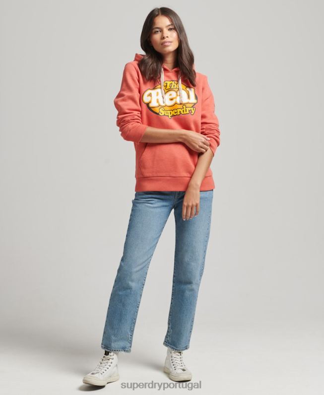 moletom nostálgico vintage cooper mulheres laranja roupas Superdry 2208H6116