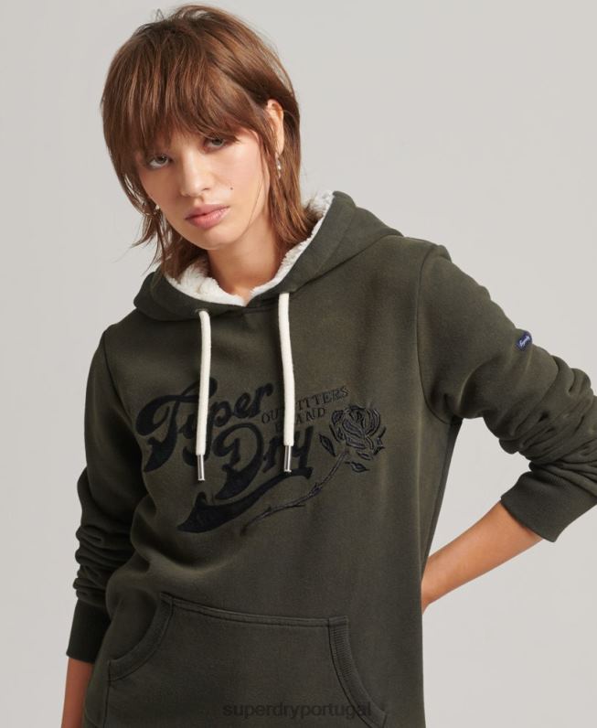 moletom orgulho e artesanato mulheres cinza escuro roupas Superdry 2208H5816