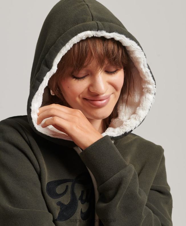 moletom orgulho e artesanato mulheres cinza escuro roupas Superdry 2208H5816