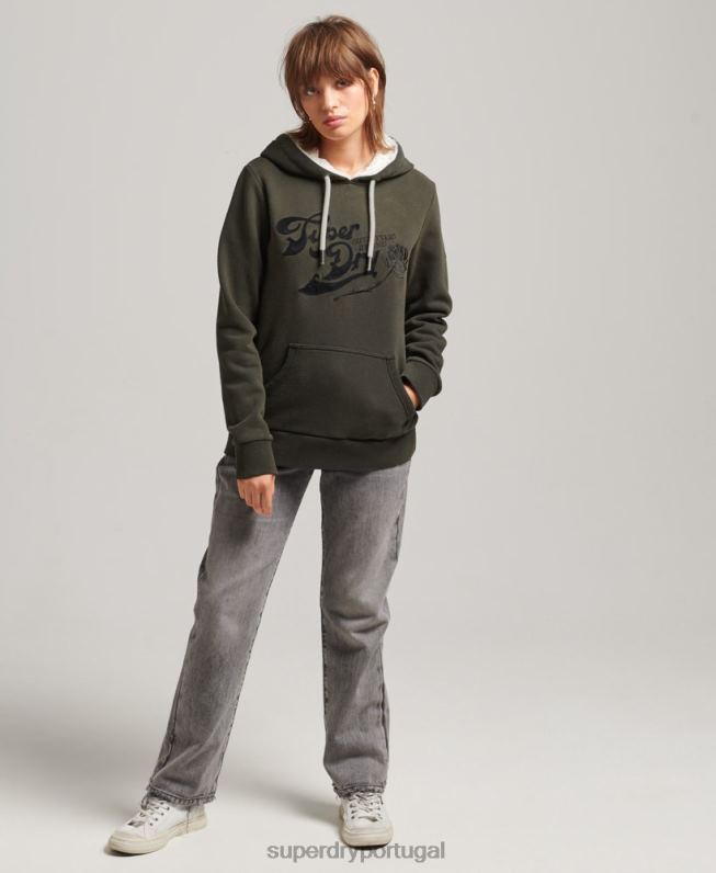 moletom orgulho e artesanato mulheres cinza escuro roupas Superdry 2208H5816