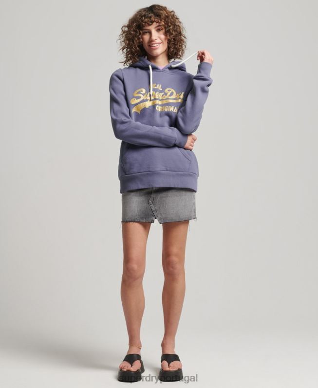 moletom original com logo vintage mulheres roxo roupas Superdry 2208H3322