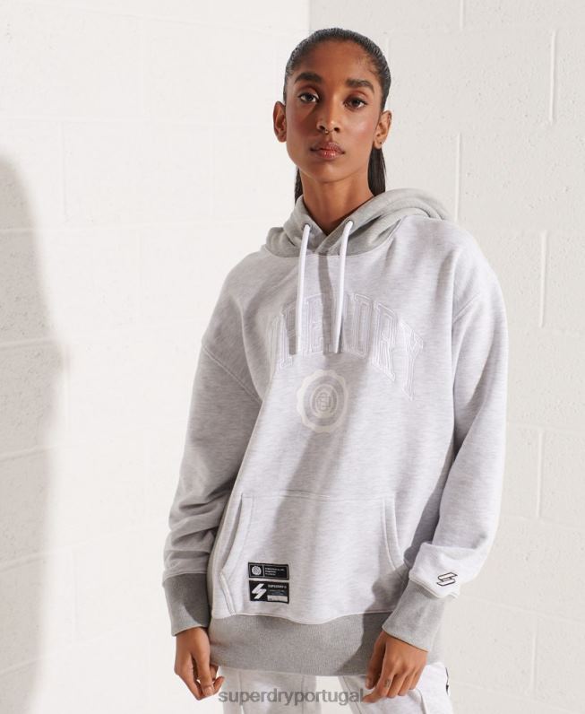 moletom oversized arco do time do colégio mulheres cinza claro roupas Superdry 2208H5784