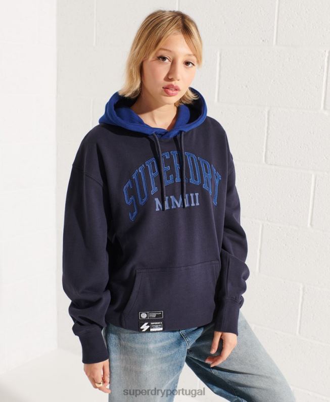 moletom oversized arco do time do colégio mulheres marinha roupas Superdry 2208H3377