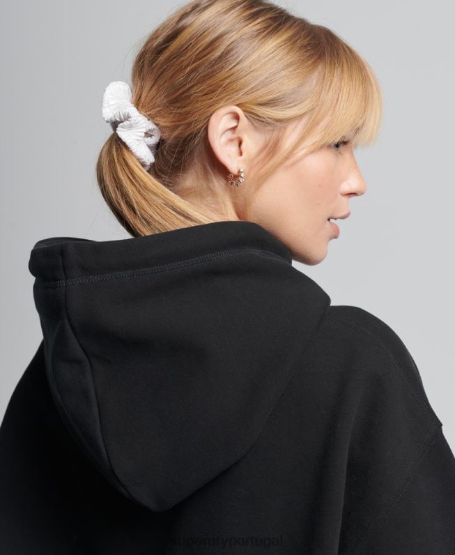 moletom oversized chenille code mulheres preto roupas Superdry 2208H5954