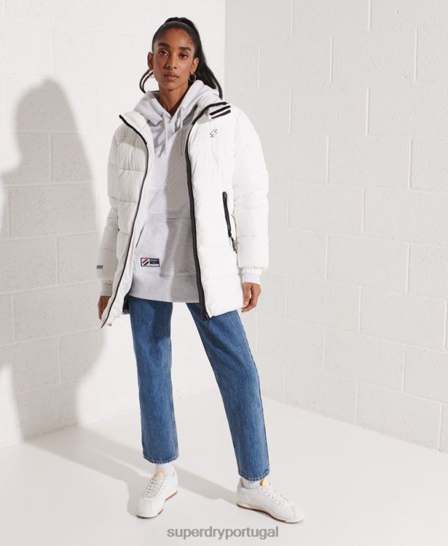 moletom oversized chenille com logo code mulheres cinza claro roupas Superdry 2208H6174