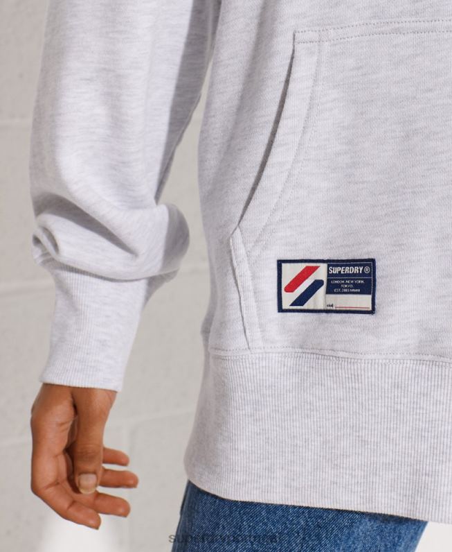 moletom oversized chenille com logo code mulheres cinza claro roupas Superdry 2208H6174