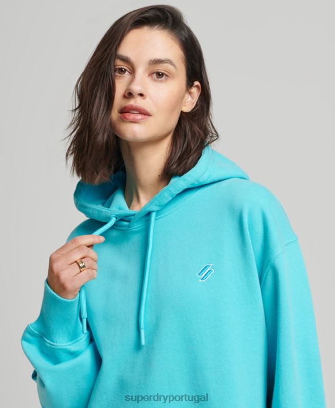 moletom oversized code essencial mulheres turquesa roupas Superdry 2208H5796