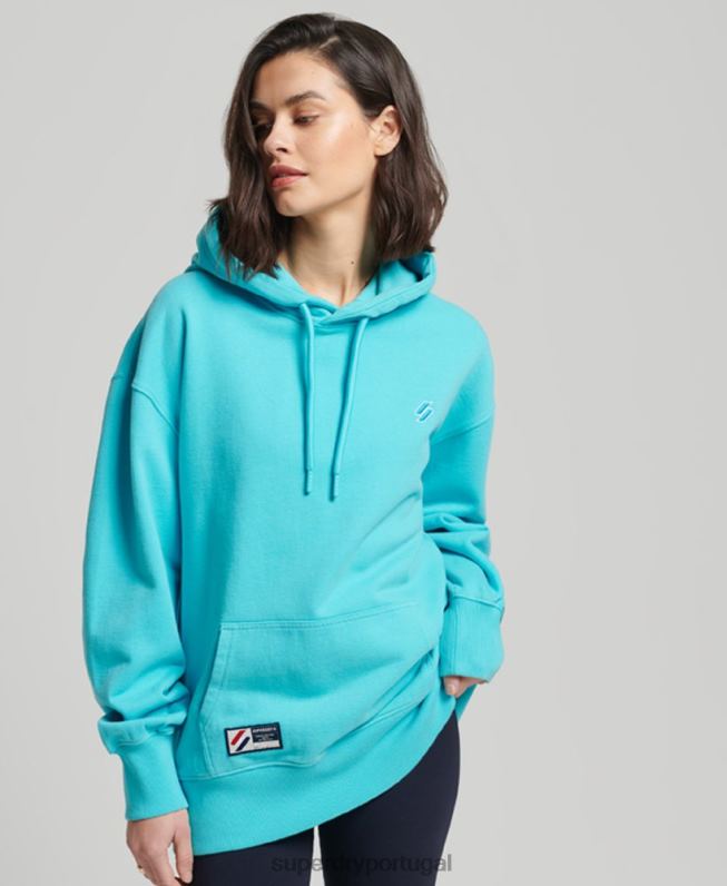moletom oversized code essencial mulheres turquesa roupas Superdry 2208H5796