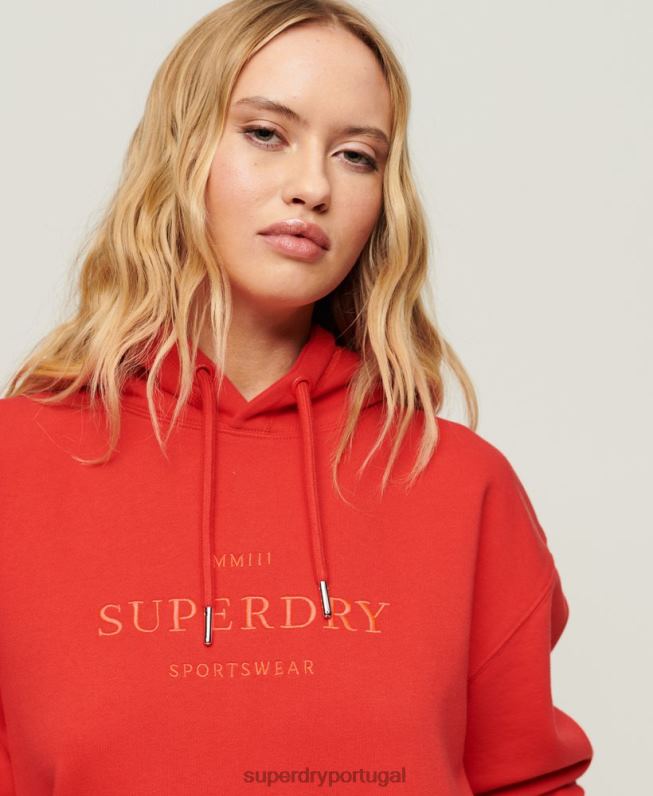 moletom oversized code heraldry mulheres vermelho roupas Superdry 2208H2018