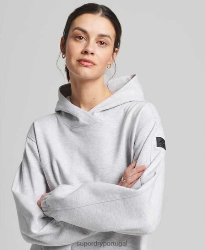 moletom oversized code tech mulheres cinza roupas Superdry 2208H5790