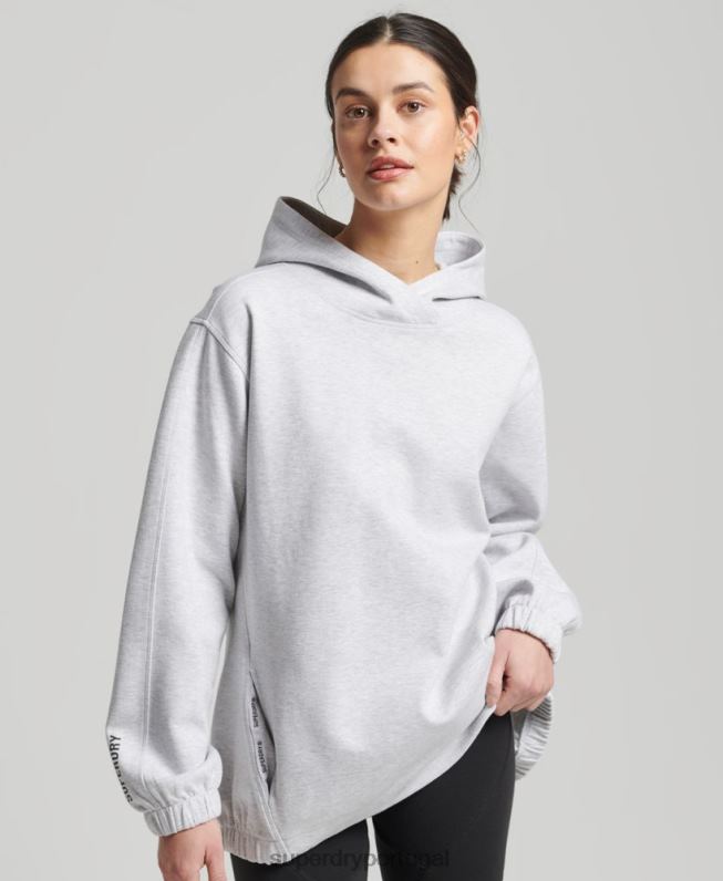 moletom oversized code tech mulheres cinza roupas Superdry 2208H5790