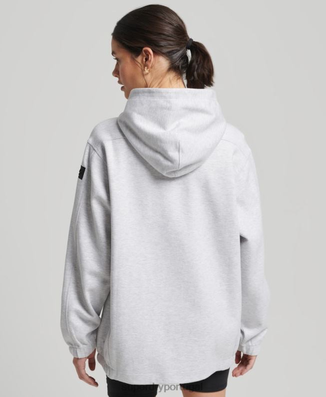 moletom oversized code tech mulheres cinza roupas Superdry 2208H5790
