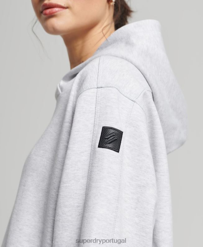 moletom oversized code tech mulheres cinza roupas Superdry 2208H5790