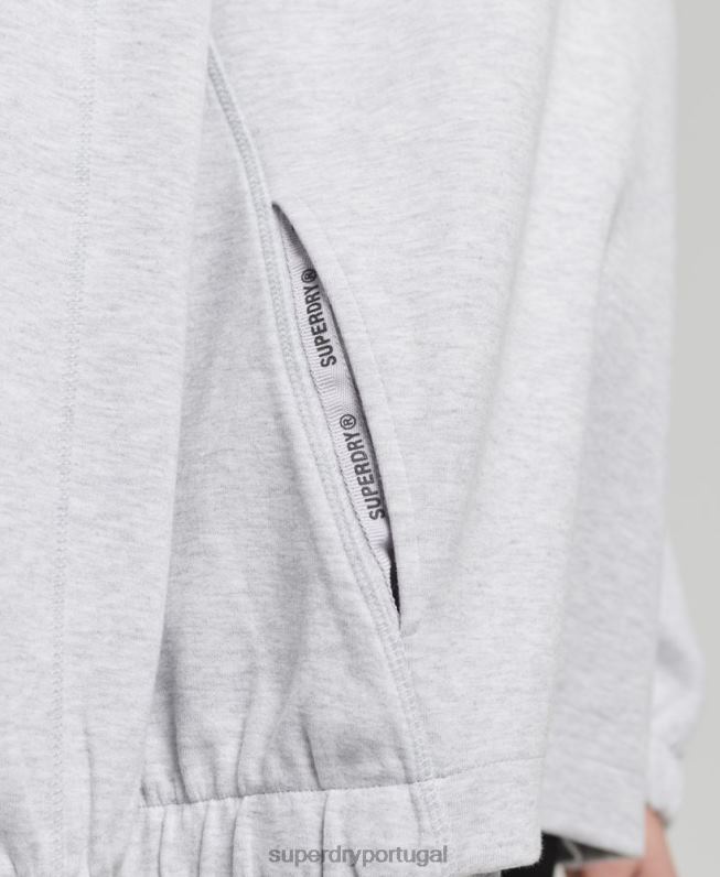 moletom oversized code tech mulheres cinza roupas Superdry 2208H5790