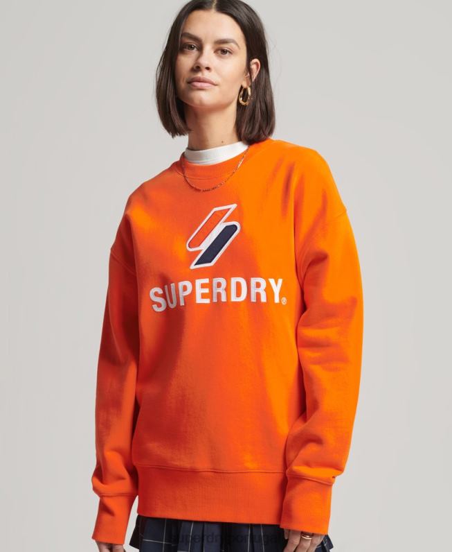 moletom oversized com aplicação code stacked mulheres laranja roupas Superdry 2208H5803