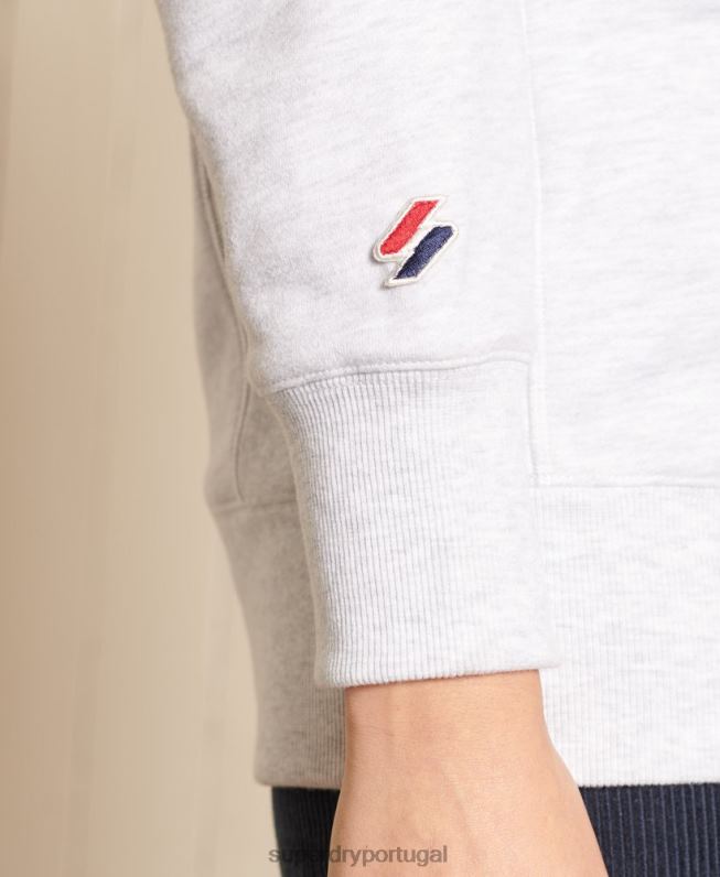 moletom oversized com aplicação de código mulheres cinza claro roupas Superdry 2208H6045