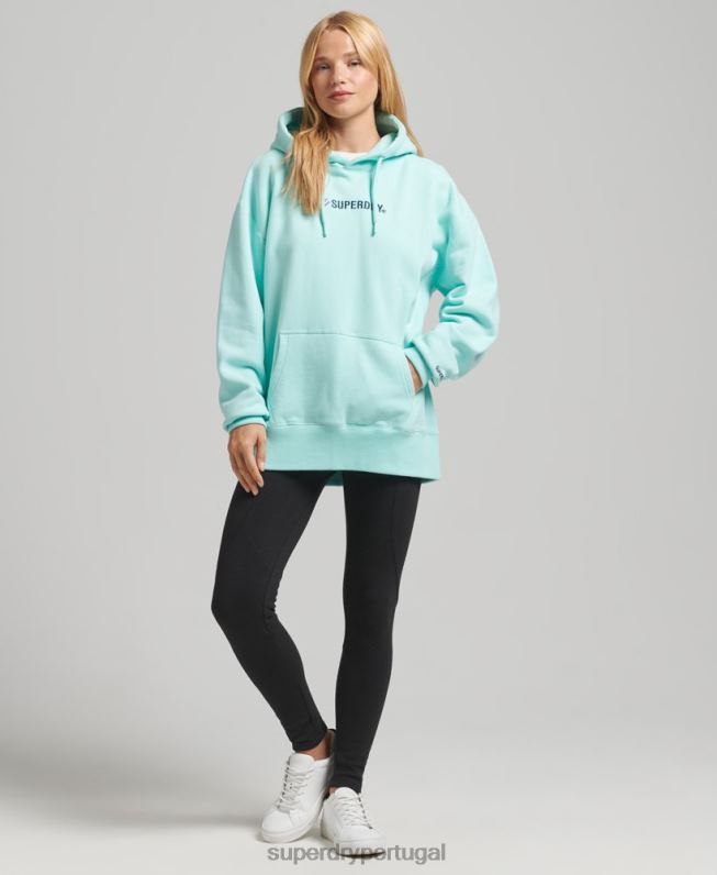 moletom oversized com aplique de logo mulheres azul roupas Superdry 2208H3434
