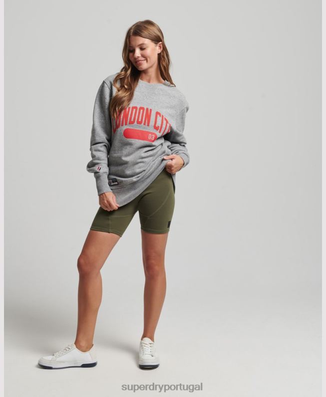 moletom oversized com estampa universitária mulheres cinza claro roupas Superdry 2208H6163