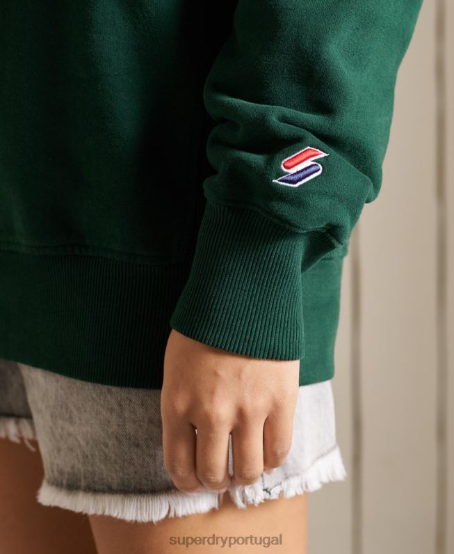 moletom oversized com estampa universitária mulheres verde roupas Superdry 2208H6162