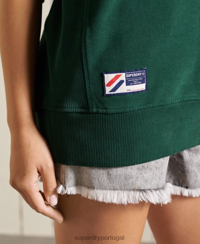 moletom oversized com estampa universitária mulheres verde roupas Superdry 2208H6162