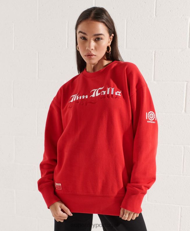 moletom oversized com estampa universitária mulheres vermelho roupas Superdry 2208H5838