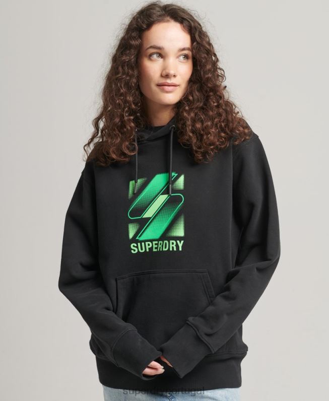 moletom oversized com logo code halftone mulheres preto roupas Superdry 2208H5791