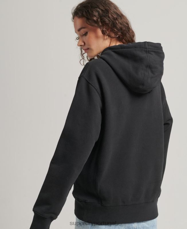 moletom oversized com logo code halftone mulheres preto roupas Superdry 2208H5791