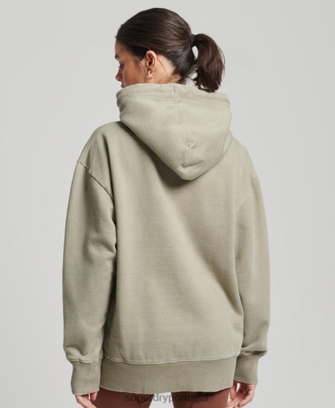 moletom oversized com logo code tingimento de vestuário mulheres caqui roupas Superdry 2208H3433