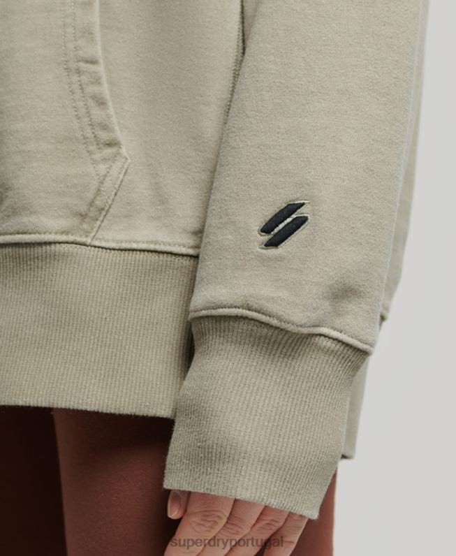 moletom oversized com logo code tingimento de vestuário mulheres caqui roupas Superdry 2208H3433