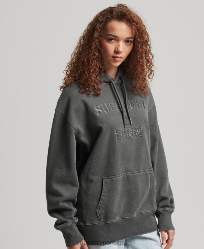 moletom oversized com logo code tingimento de vestuário mulheres preto roupas Superdry 2208H5950