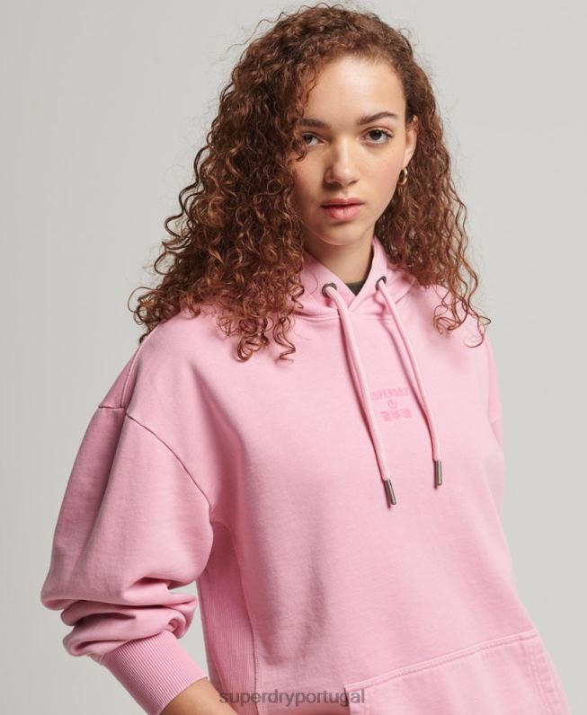 moletom oversized com logo code tingimento de vestuário mulheres rosa roupas Superdry 2208H3450