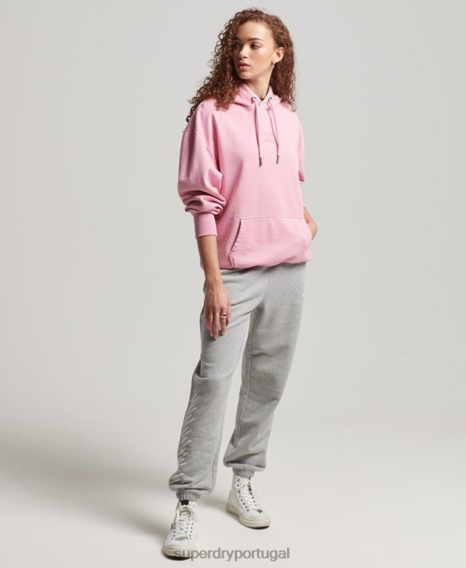 moletom oversized com logo code tingimento de vestuário mulheres rosa roupas Superdry 2208H3450