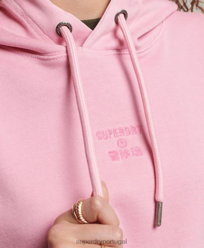 moletom oversized com logo code tingimento de vestuário mulheres rosa roupas Superdry 2208H3450