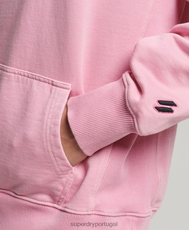 moletom oversized com logo code tingimento de vestuário mulheres rosa roupas Superdry 2208H3450