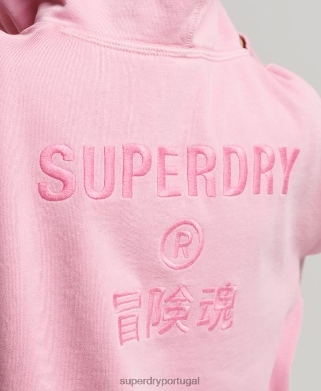 moletom oversized com logo code tingimento de vestuário mulheres rosa roupas Superdry 2208H3450