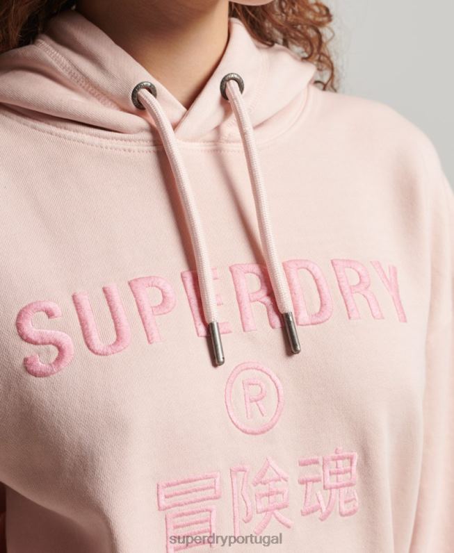 moletom oversized com logo code tingimento de vestuário mulheres rosa roupas Superdry 2208H5775